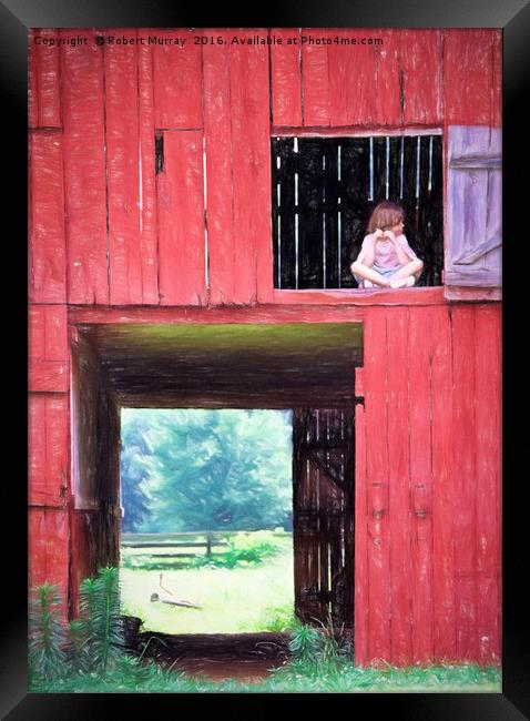 Girl in the Red Barn Framed Print by Robert Murray