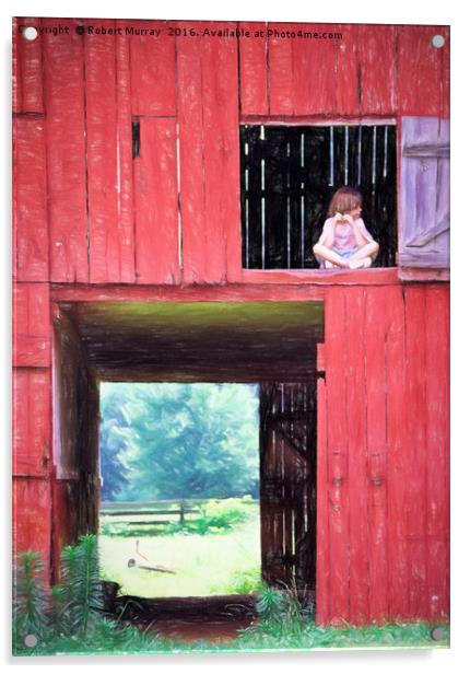 Girl in the Red Barn Acrylic by Robert Murray