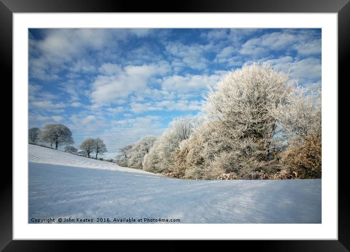 Frost covered trees in winter Framed Mounted Print by John Keates