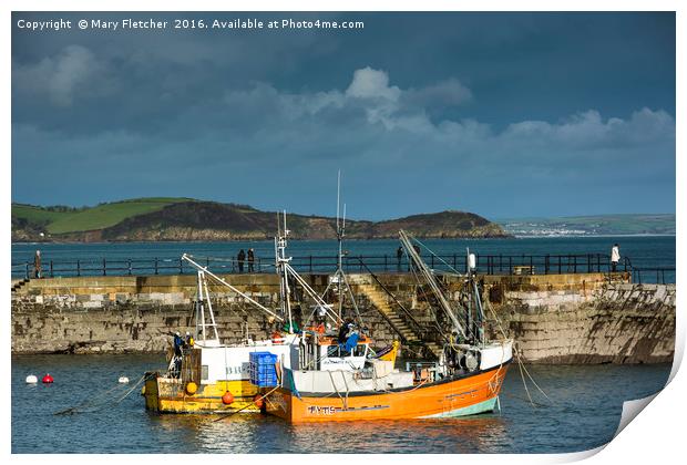 Mevagissey Fishing Boats Print by Mary Fletcher