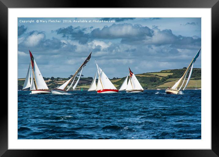 Falmouth Working Boats Race Framed Mounted Print by Mary Fletcher