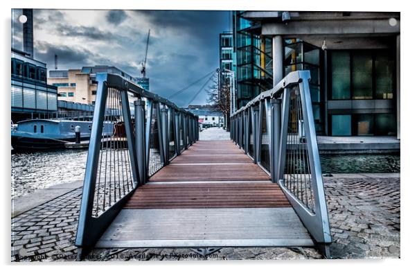 Footbridge.  Acrylic by Peter Bunker