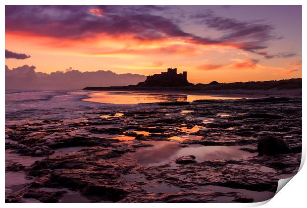 Bamburgh Castle Sunrise Print by Northeast Images