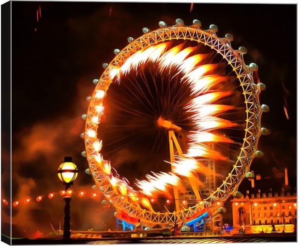London Eye Fireworks Canvas Print by Clive Eariss