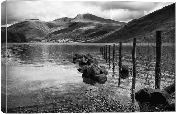 Scafell and Wastwater in Black and White Canvas Print by Jacqi Elmslie