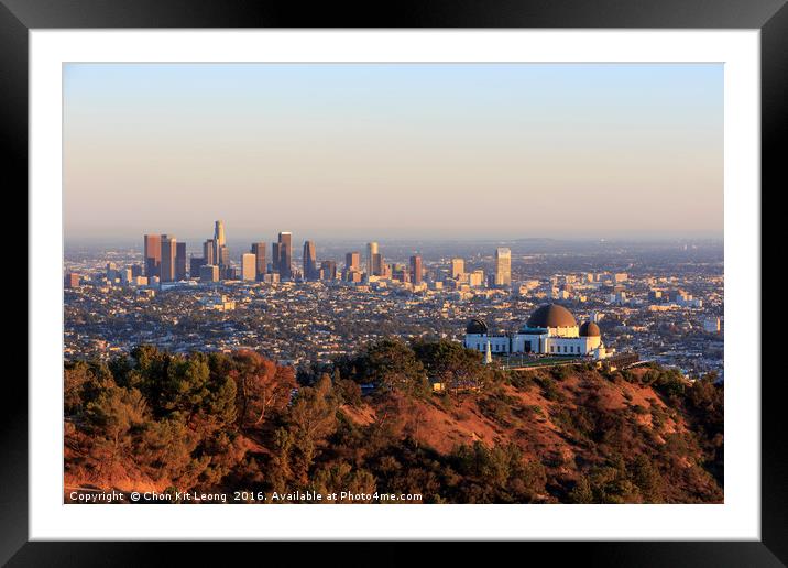 Los Angeles Sunset Cityscape, Griffin Observatory Framed Mounted Print by Chon Kit Leong