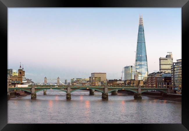 The Shard and River Thames at twilight Framed Print by Gary Eason