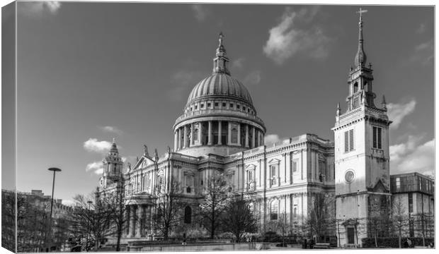 Winter sun St Paul's Cathedral B&W version Canvas Print by Gary Eason