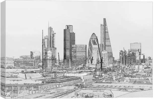 City of London outline poster B&W Canvas Print by Gary Eason