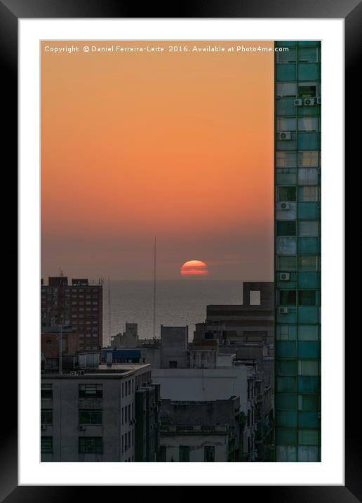 Aerial View of Sunset at the River in Montevideo U Framed Mounted Print by Daniel Ferreira-Leite