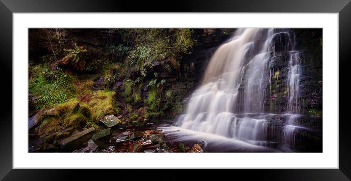 Middle Black Clough Waterfall Framed Mounted Print by Mike Higginson