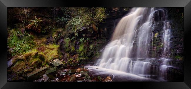 Middle Black Clough Waterfall Framed Print by Mike Higginson