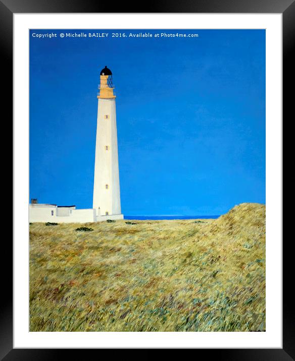 Barnes Ness Lighthouse Painting Framed Mounted Print by Michelle BAILEY