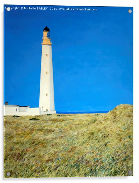 Barnes Ness Lighthouse Painting Acrylic by Michelle BAILEY