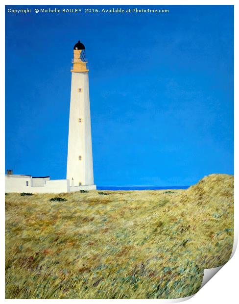 Barnes Ness Lighthouse Painting Print by Michelle BAILEY