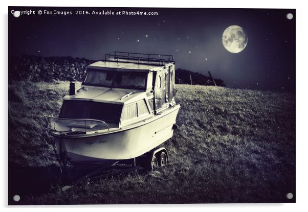 Boat in the field Acrylic by Derrick Fox Lomax
