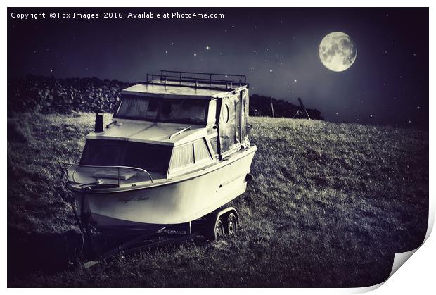 Boat in the field Print by Derrick Fox Lomax
