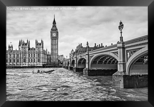 Westminster River Thames Framed Print by Pete Lawless