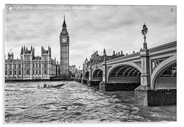 Westminster River Thames Acrylic by Pete Lawless