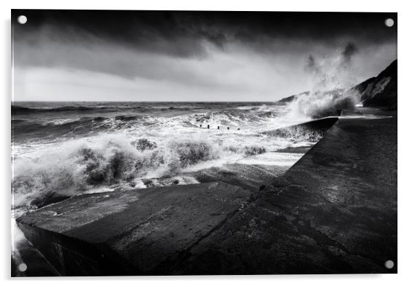 Stormy Folkestone Acrylic by Ian Hufton
