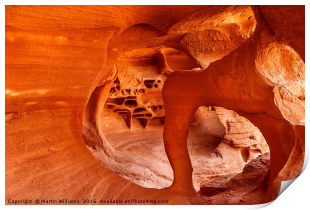 Windstone Arch, Fire Cave, Valley of Fire, Nevada Print by Martin Williams