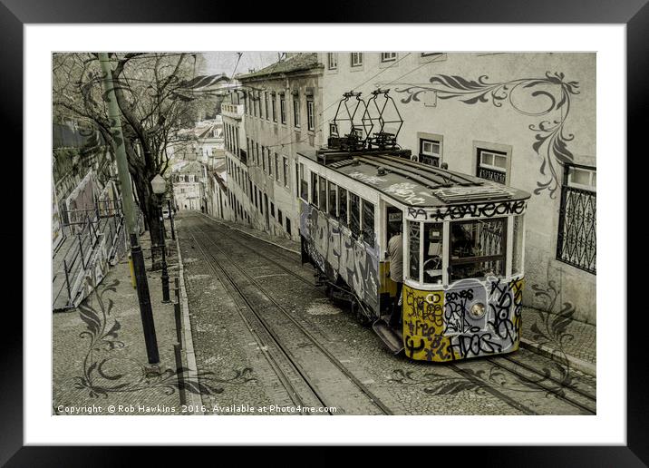Lisbon Funicular  Framed Mounted Print by Rob Hawkins