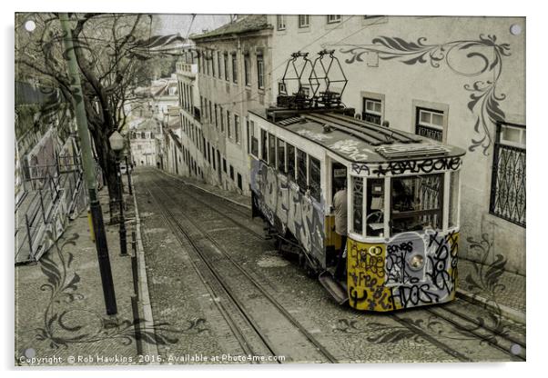 Lisbon Funicular  Acrylic by Rob Hawkins