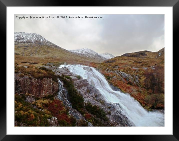 Waterfalls at Glencoe Framed Mounted Print by yvonne & paul carroll