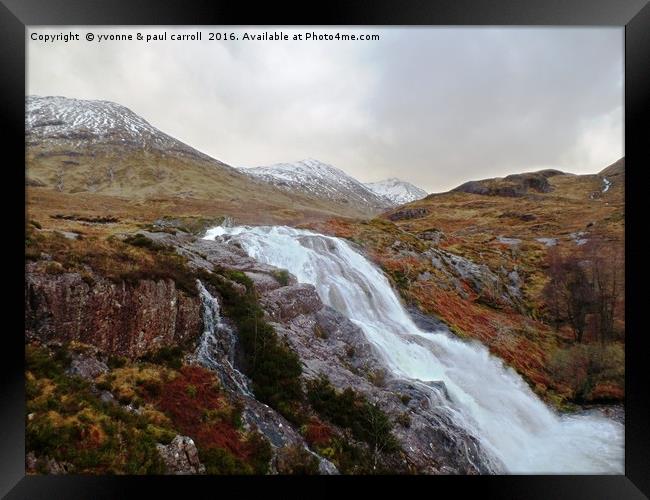 Waterfalls at Glencoe Framed Print by yvonne & paul carroll