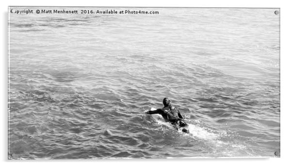 Paddling out, Fistral, Newquay Acrylic by MATT MENHENETT