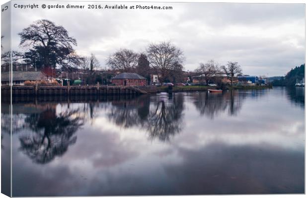 A Darkening Sky over the River Dart at Totnes Canvas Print by Gordon Dimmer