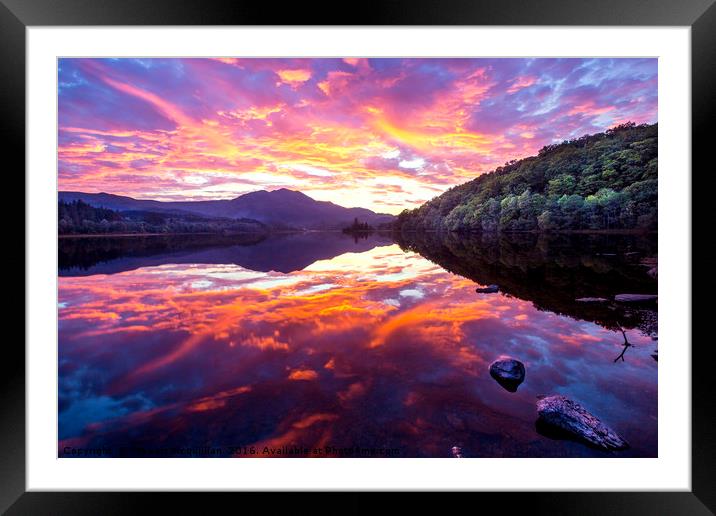 Loch Achray Sunset Framed Mounted Print by Stewart Mcquillian