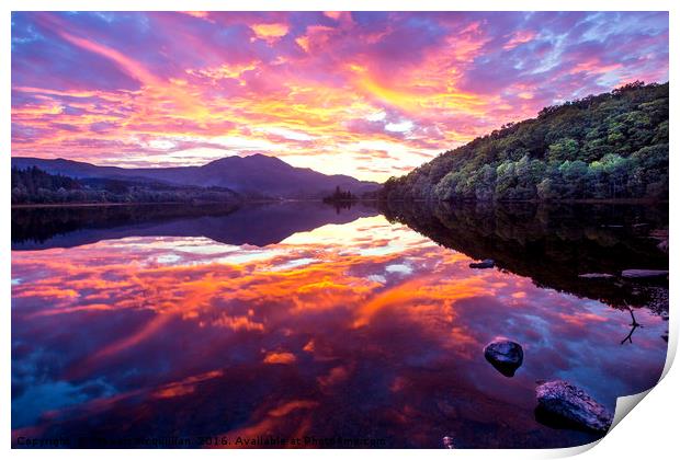 Loch Achray Sunset Print by Stewart Mcquillian