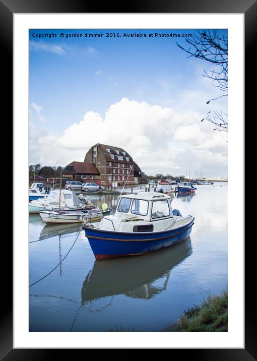 Small Boat at Ashlett Creek in Hampshire Framed Mounted Print by Gordon Dimmer