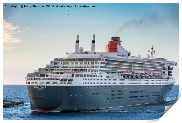 Queen Mary 2 Print by Mary Fletcher