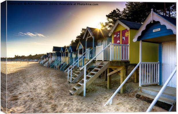 Wells-next-the-Sea Beach Huts Sunrise Canvas Print by Alan Simpson