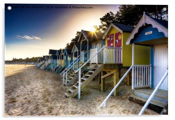 Wells-next-the-Sea Beach Huts Sunrise Acrylic by Alan Simpson