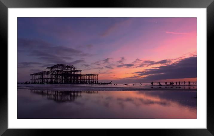 West Pier, Brighton, Sunset Framed Mounted Print by Sue MacCallum- Stewart