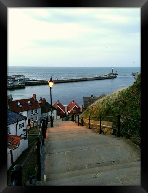 Whitby After Sun Down Framed Print by Sarah Couzens