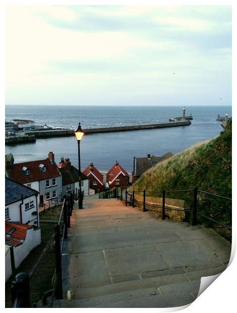 Whitby After Sun Down Print by Sarah Couzens
