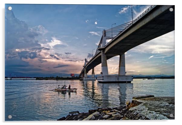 Marcelo Fernan Bridge at Sunset                    Acrylic by Darren Galpin