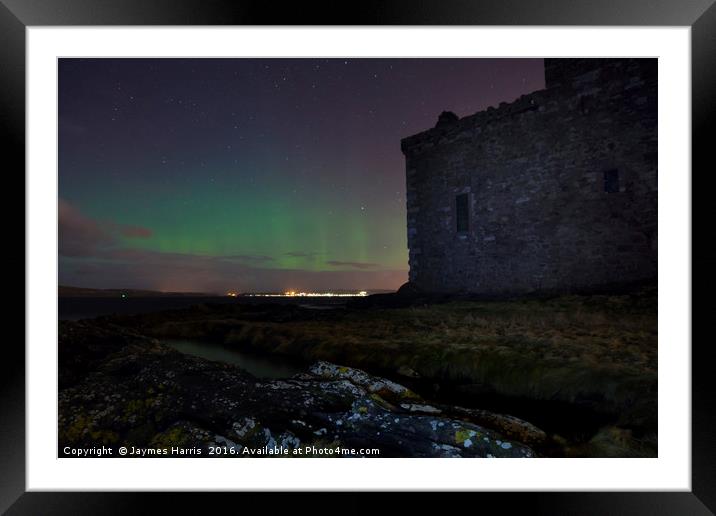 Aurora Above Millport behind Portencross Framed Mounted Print by Jaymes Harris