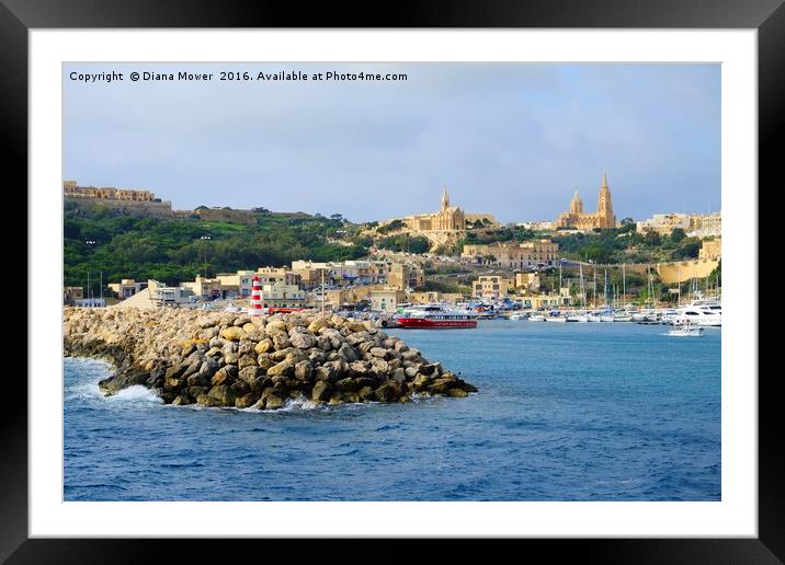 Gozo Harbour Framed Mounted Print by Diana Mower
