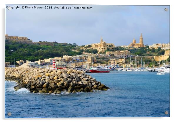 Gozo Harbour Acrylic by Diana Mower