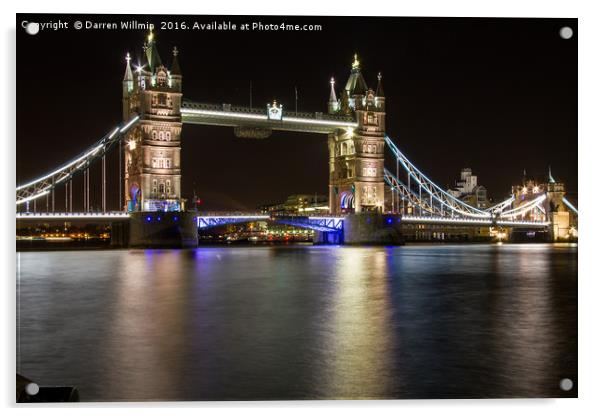 Tower Bridge by Night Acrylic by Darren Willmin
