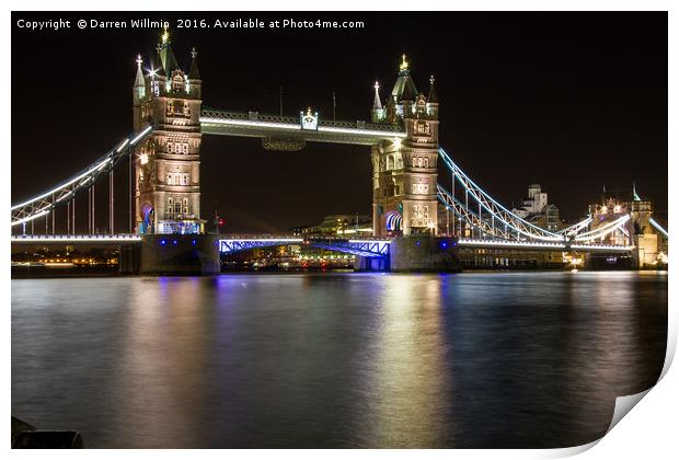 Tower Bridge by Night Print by Darren Willmin