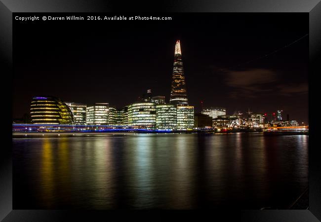 London Shard Skyline at Night Framed Print by Darren Willmin