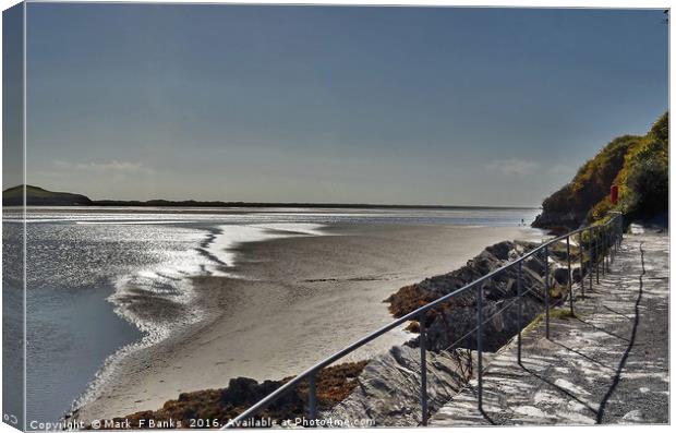 The Beach at Port Meirion , Wales. Canvas Print by Mark  F Banks