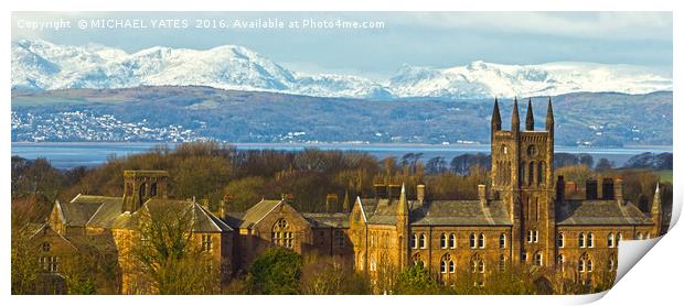 Chilling Abandoned Asylum Amidst Snowcapped Fells Print by MICHAEL YATES