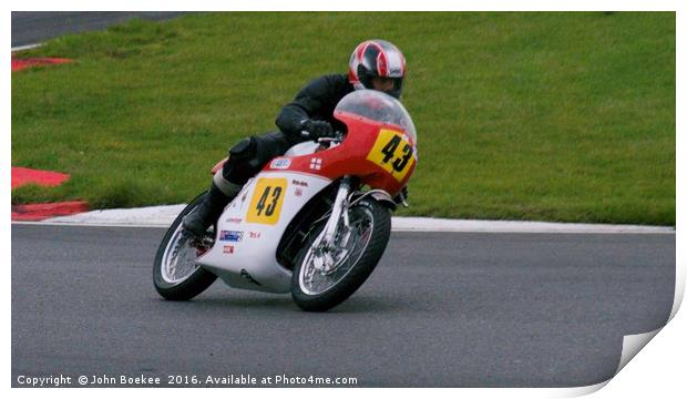 Racing bikes at Snetterton racetrack  Print by John Boekee